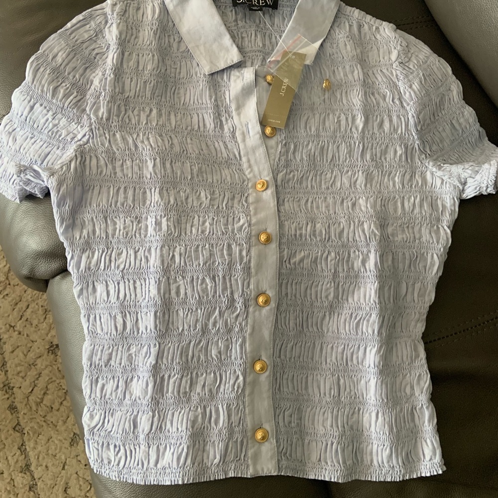 J.Crew Light Blue Textured Button-Up Shirt